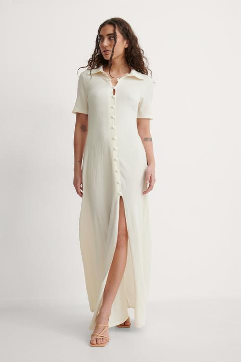 Na-kd Trend Recycled Crepe Jersey Button Dress - Offwhite