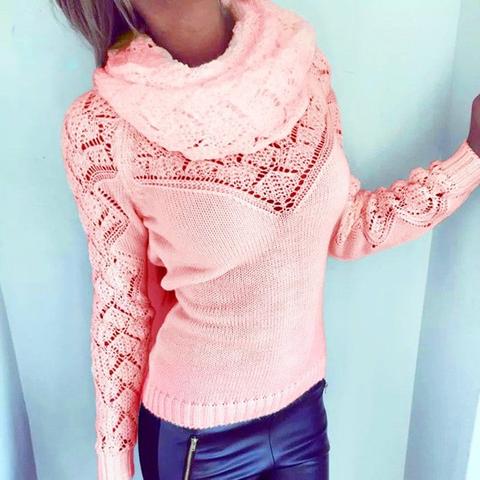 Pullover 2 In 1 Collo Rotondo Maniche Lunghe Casuale Rosa