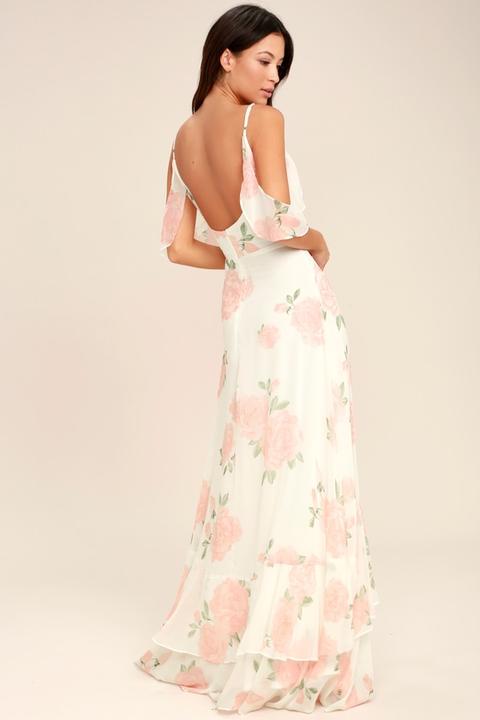 Take You There Ivory Floral Print Maxi Dress - Lulus