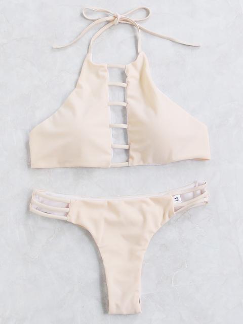 Sets De Bikini Halter Con Detalle De Abertura Nude