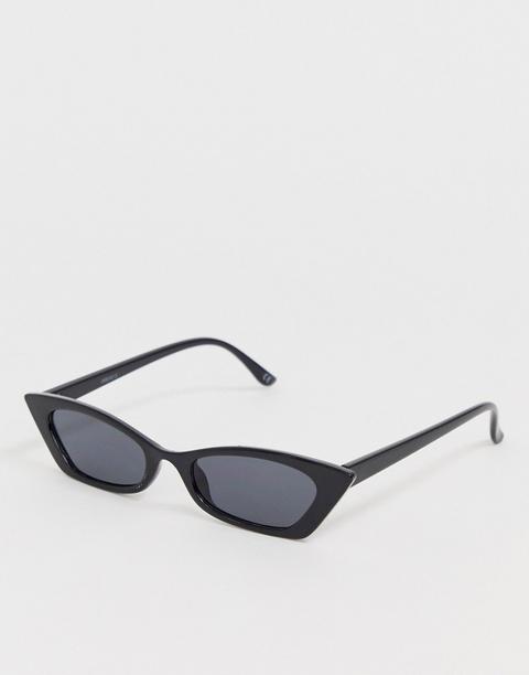 Asos Design Squared Off Narrow Cat Eye Sunglasses-black