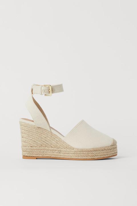 Espadrilles À Talon Compensé - Blanc