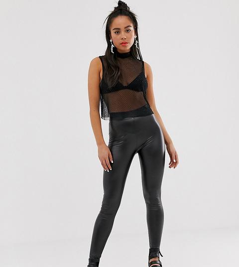 Bershka - Pu-leggings In Schwarz - Schwarz