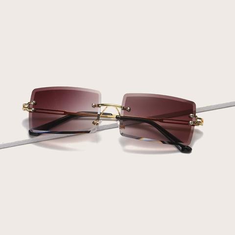 Rimless Square Frame Sunglasses