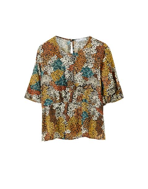 Camisa Estampado Floral Manga Campana