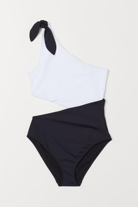 Traje De Baño De Un Hombro - Negro