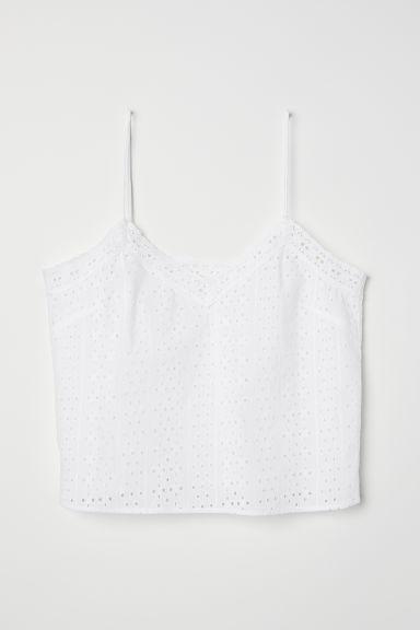 H & M - Top Con Sangallo - Bianco