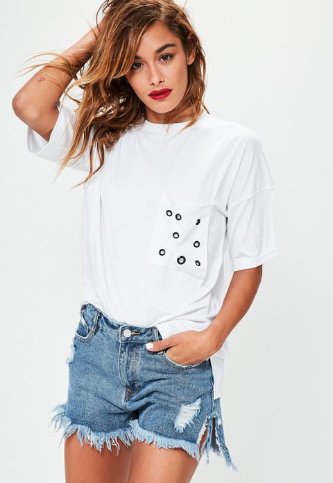 White Eyelet Pocket T-shirt