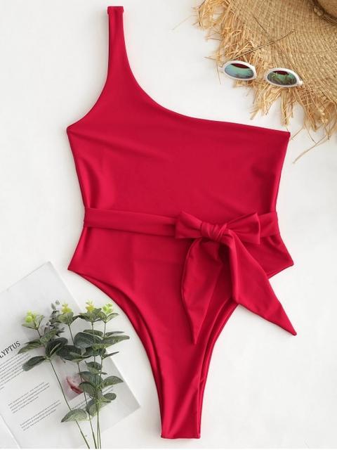 Traje De Baño Bralette De Un Hombro Lava Red