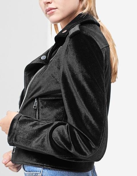 Giubbotto Biker Velluto Nero