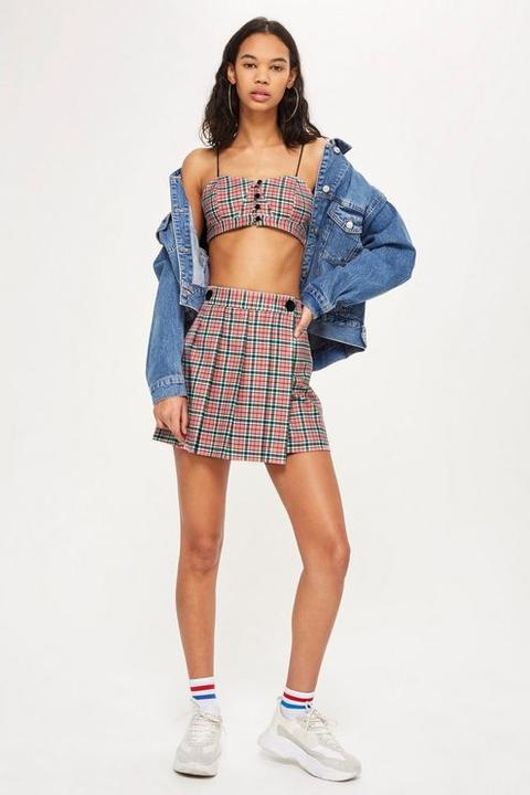 Womens Summer Checked Mini Kilt Skirt - Pink, Pink