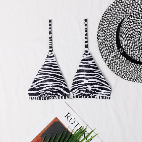 Zebra Striped Bikini Top