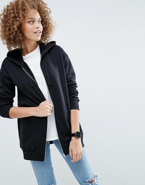 Asos - Ultimate - Felpa Oversize Con Cappuccio E Zip - Nero