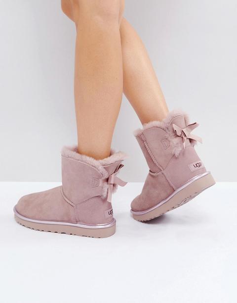 Ugg - Bailey Bow Ii Dusk Metallic - Stivaletti Con Fiocco E Dettaglio Metallizzato - Rosa