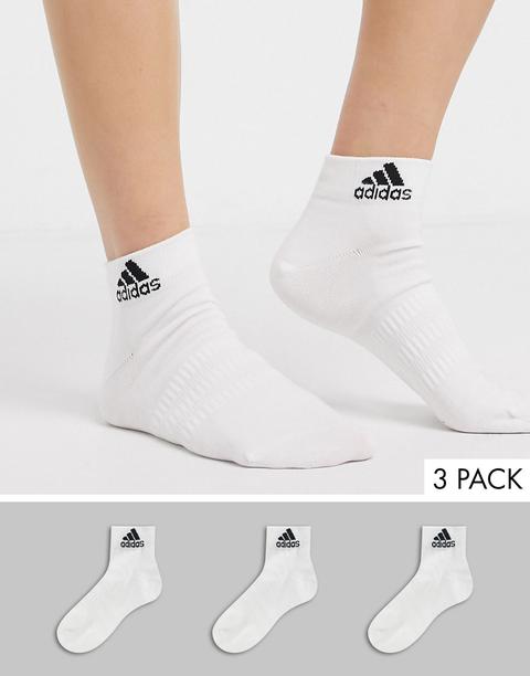 Adidas Training 3 Pack Ankle Socks In White