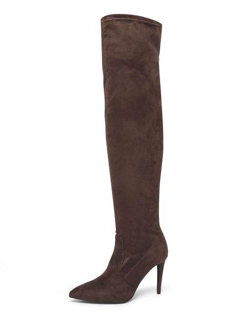 Grey 'kimberly' Pointed Knee High Boots