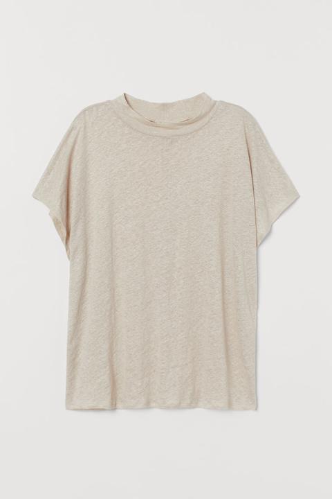 H & M - Maglia Ampia In Lino - Beige