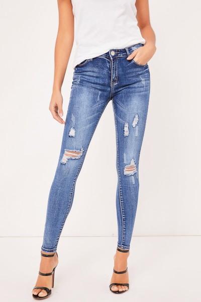 Lauren Denim Distressed Skinny Jeans