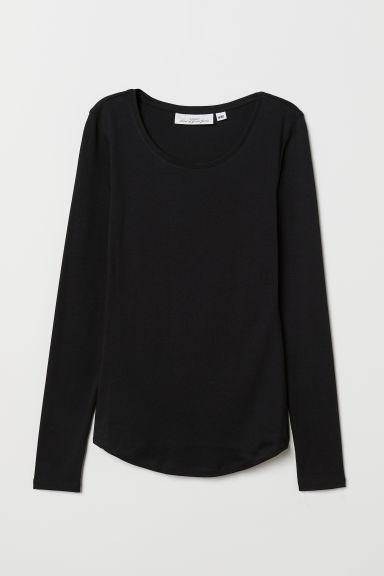 H & M - Long-sleeved Jersey Top - Black