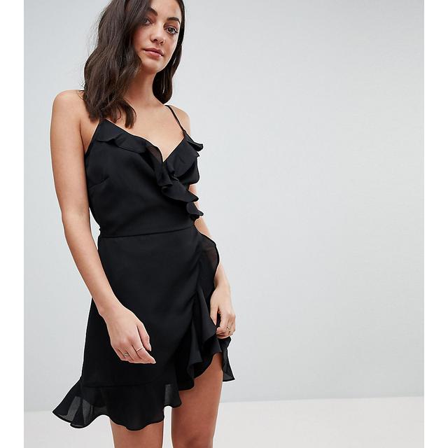 asos black ruffle dress