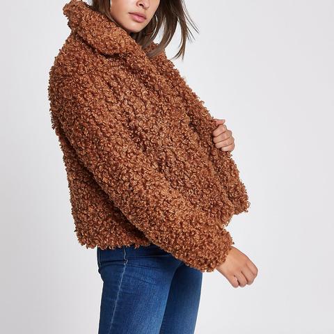 Brown Faux Fur Swing Coat