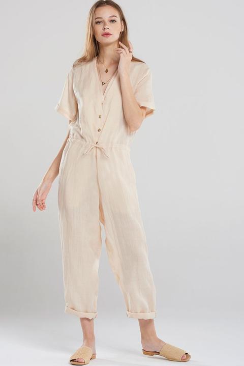 Pam Linen Boy Jumpsuit-beige