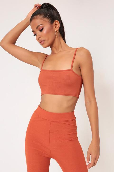 Rust Ribbed Crop Top