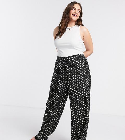 Pantalones De Pernera Ancha Con Estampado De Florecitas De Asos Design Curve-rosa