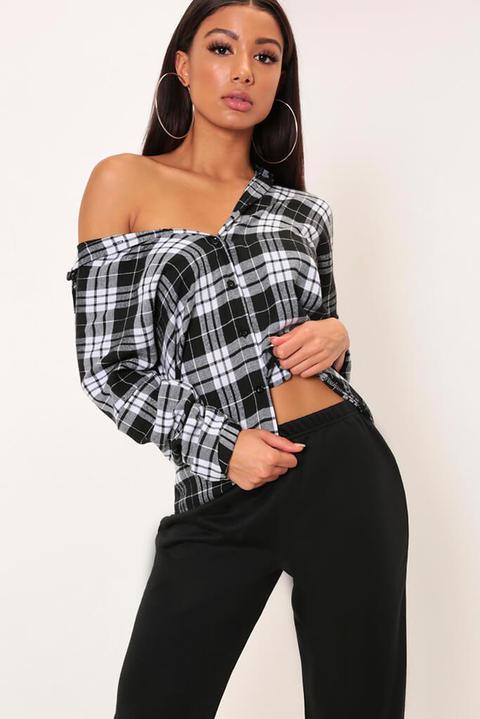 Black/white Brushed Check Oversized Shirt