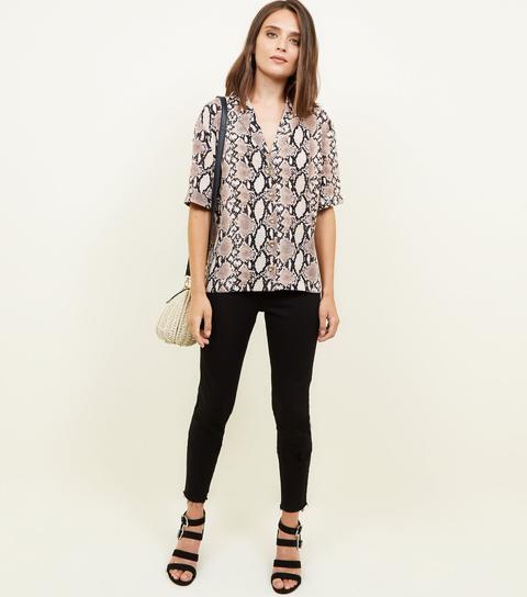 Brown Snake Print Boxy Shirt New Look