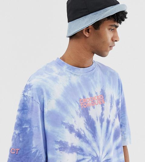 Crooked Tongues - T-shirt Oversize Délavé À Logo Effet Tie-dye - Multi