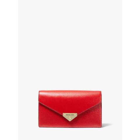 Mk Grace Medium Patent Leather Envelope Clutch - Bright Red - Michael Kors