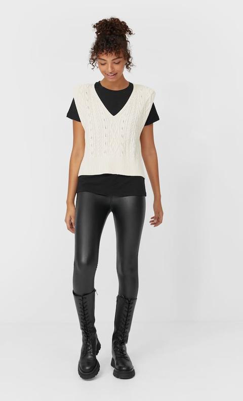Stradivarius Gilet À Épaulettes Femme Vanille S