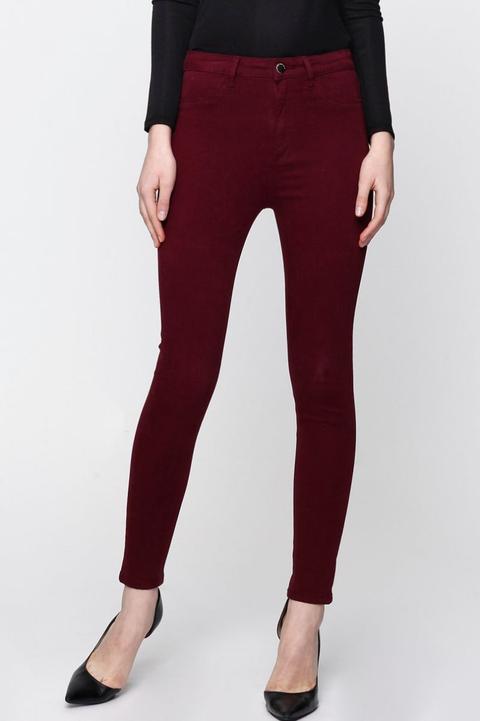 Pantaloni Vita Alta Bordeaux