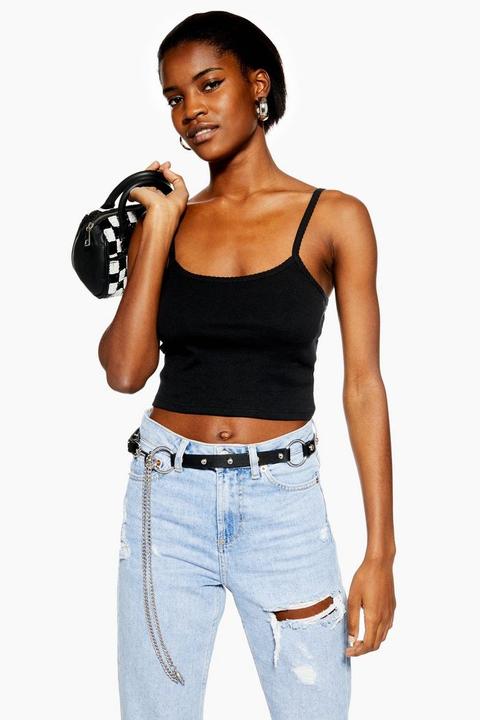 Black Scallop Camisole Top