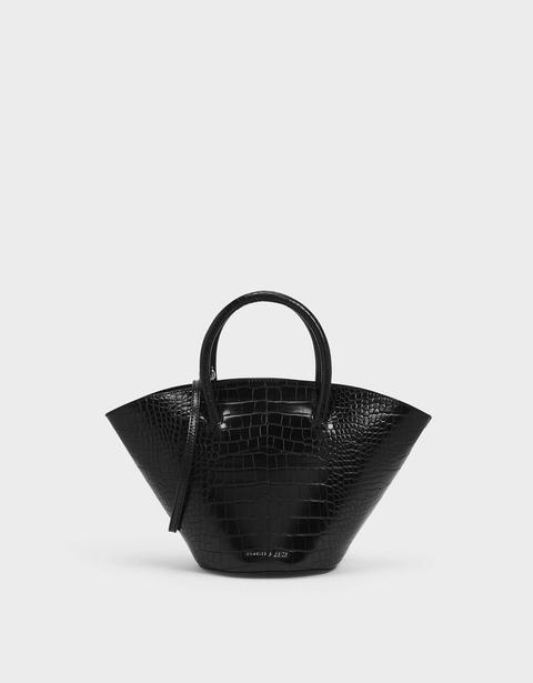 Croc-effect Trapeze Tote