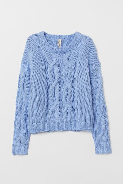 Jersey En Punto Trenzado - Azul