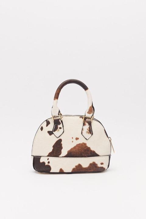 Cow Print Structured Mini Bowling Bag