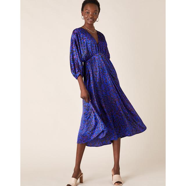 monsoon animal print satin midi dress