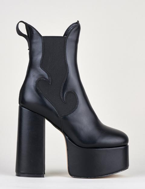 Temptation Black Cut Out Elastic Platform Boots