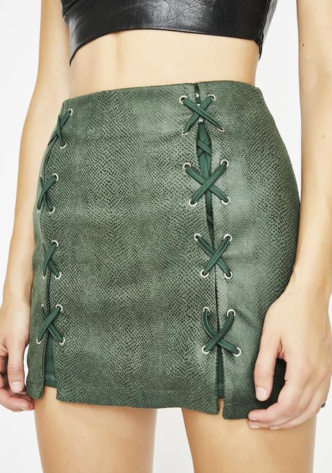 snakeskin lace up skirt