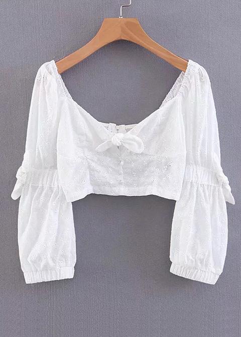 Embroidered Crop Blouse