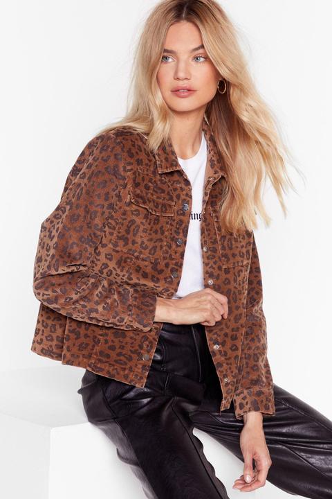 Womens Leopard Print Corduroy Jacket