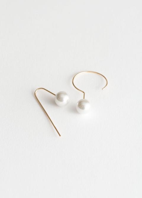 Asymmetric Sphere Earrings - White