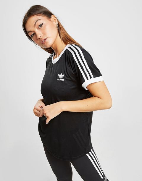 Adidas Originals 3-stripes Mesh California T-shirt - Black - Womens de Jd Sports en