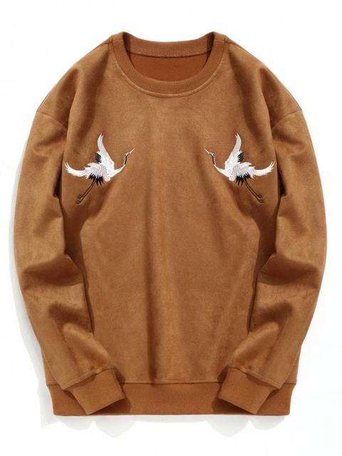 Sudadera De Gamuza Bordada Con Grua