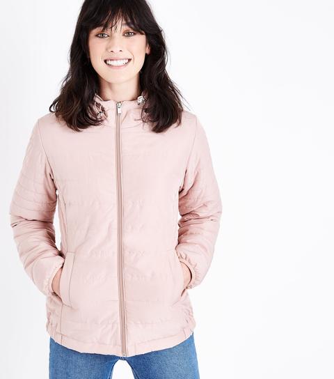 Pale Pink Hooded Puffer Jacket New Look 