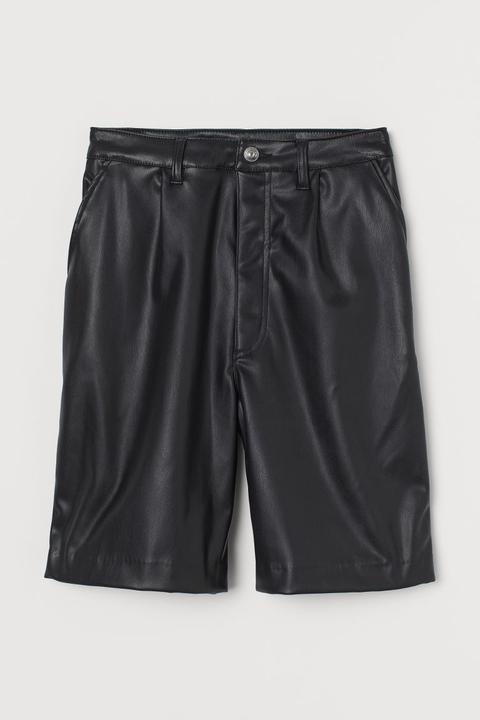 Imitation Leather Shorts - Black