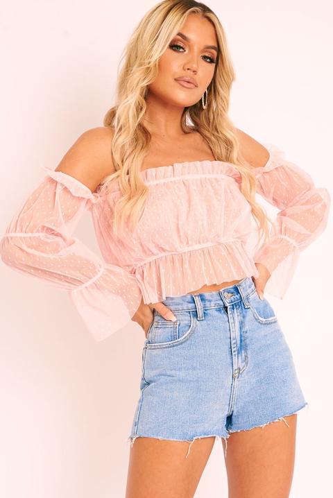 ruffle bardot crop top