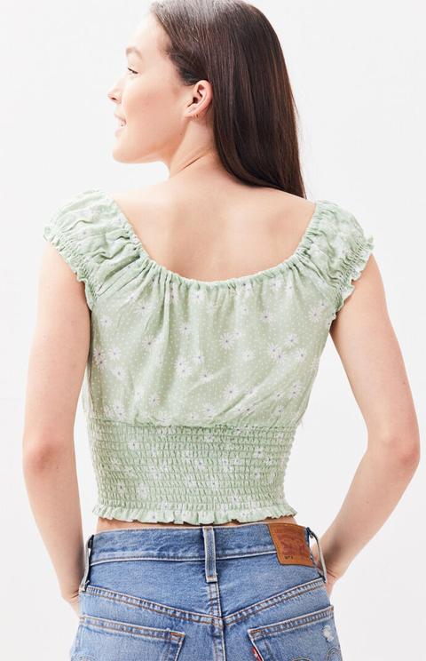 Keyhole smocked cheap top